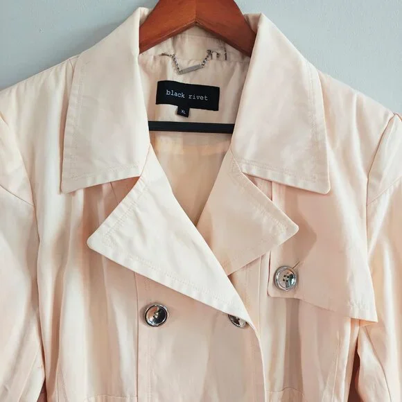 BLACK RIVET Double Breasted Trench Coat - Picture 13 of 16